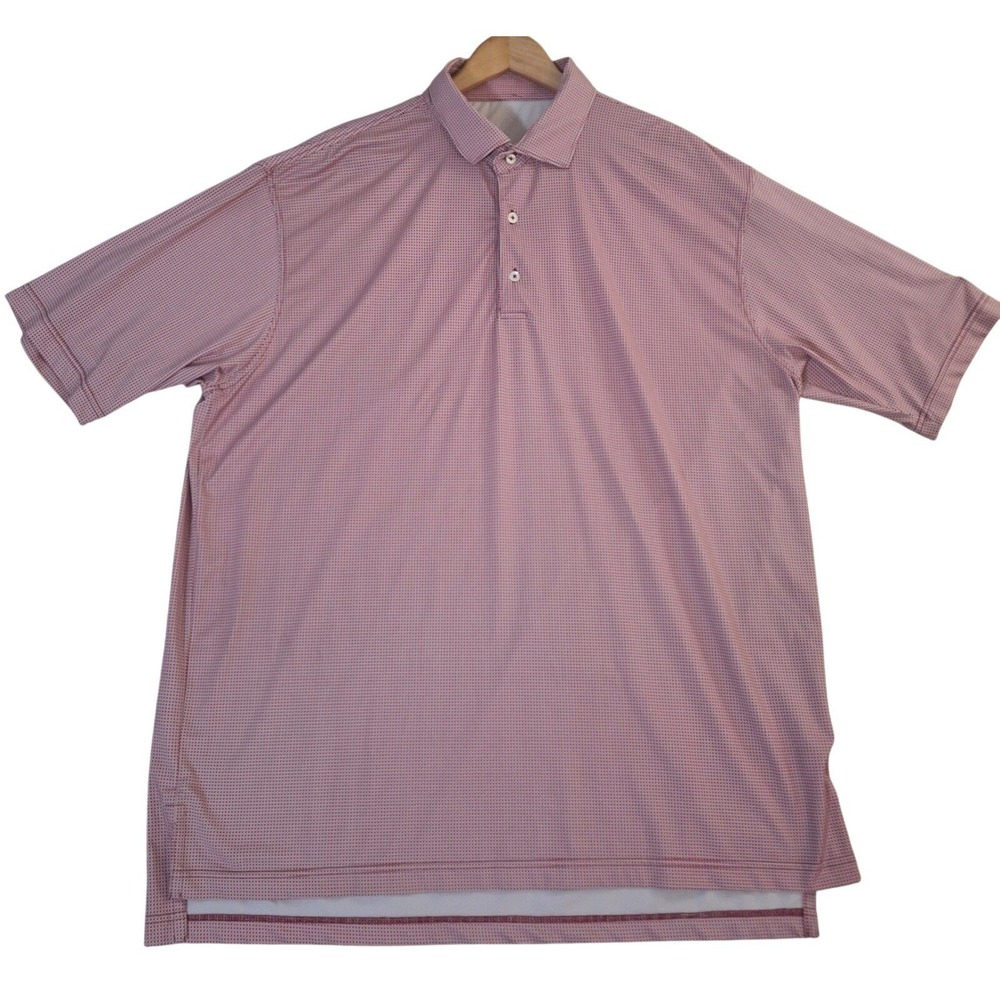 Turtleson Tour Performance Polo Men's XL Shirt Red Micro Check Ballen Isles Golf